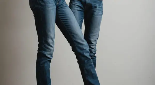 Dwie osoby w jeansach, jedna noga lekko zgięta. Dowiedz się, jak rozciągnąć jeansy, by były idealnie dopasowane.