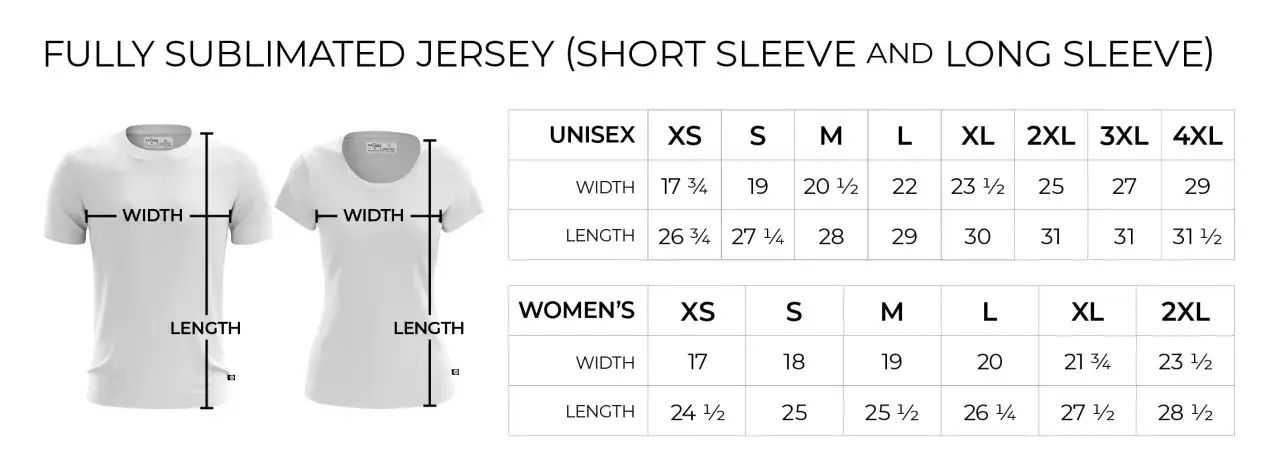 Tabela rozmiarów koszulek: unisex XL ma szerokość 23 1/2 cala, a długość 30 cali. Damskie XL: szerokość 21 3/4, długość 27 1/2.