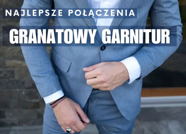 Jaka koszula do granatowego garnituru? Stylizacja z białym kołnierzykiem i mankietami, podkreślona bransoletkami.