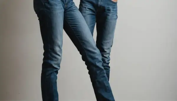 Dwie osoby w jeansach, jedna noga lekko zgięta. Dowiedz się, jak rozciągnąć jeansy, by były idealnie dopasowane.
